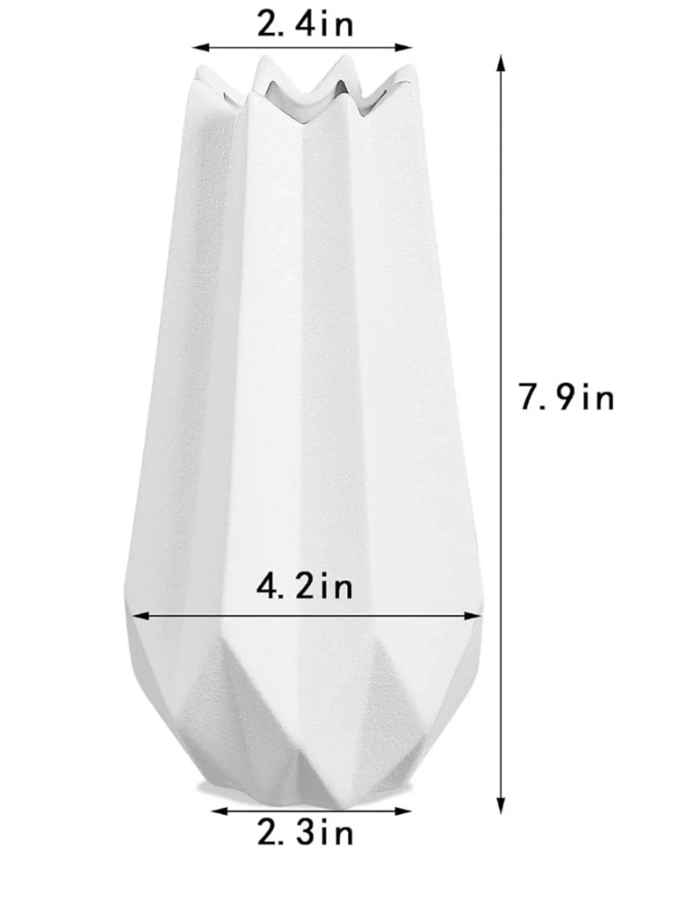 Geometric Ceramic Vase Origami Art Design Textured Porcelain Home Decor White 8
